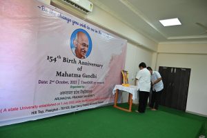 Commemorating the 154th Birth Anniversary of Mahatma Gandhi at Arunachal Pradesh University